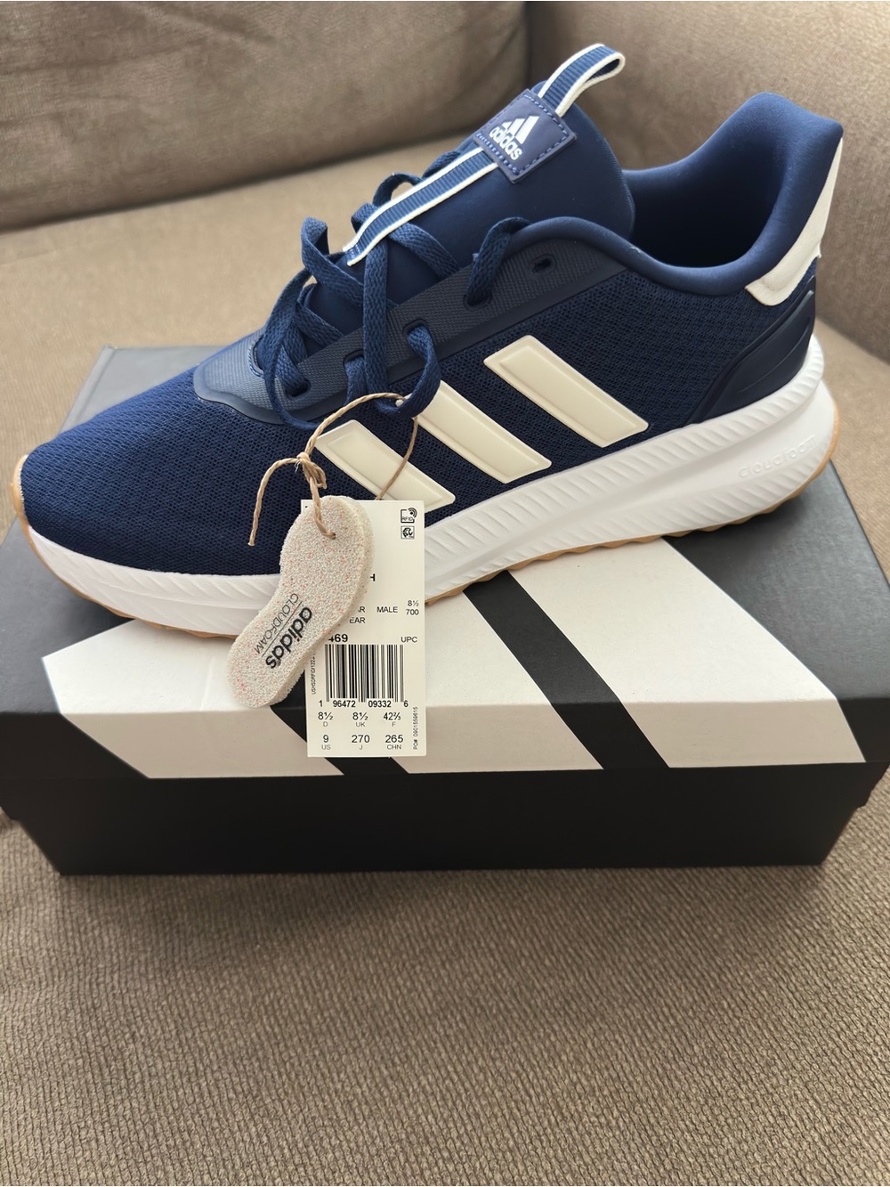 adidas Navy and White Cloudfoam Joggers - Picture 2 of 4